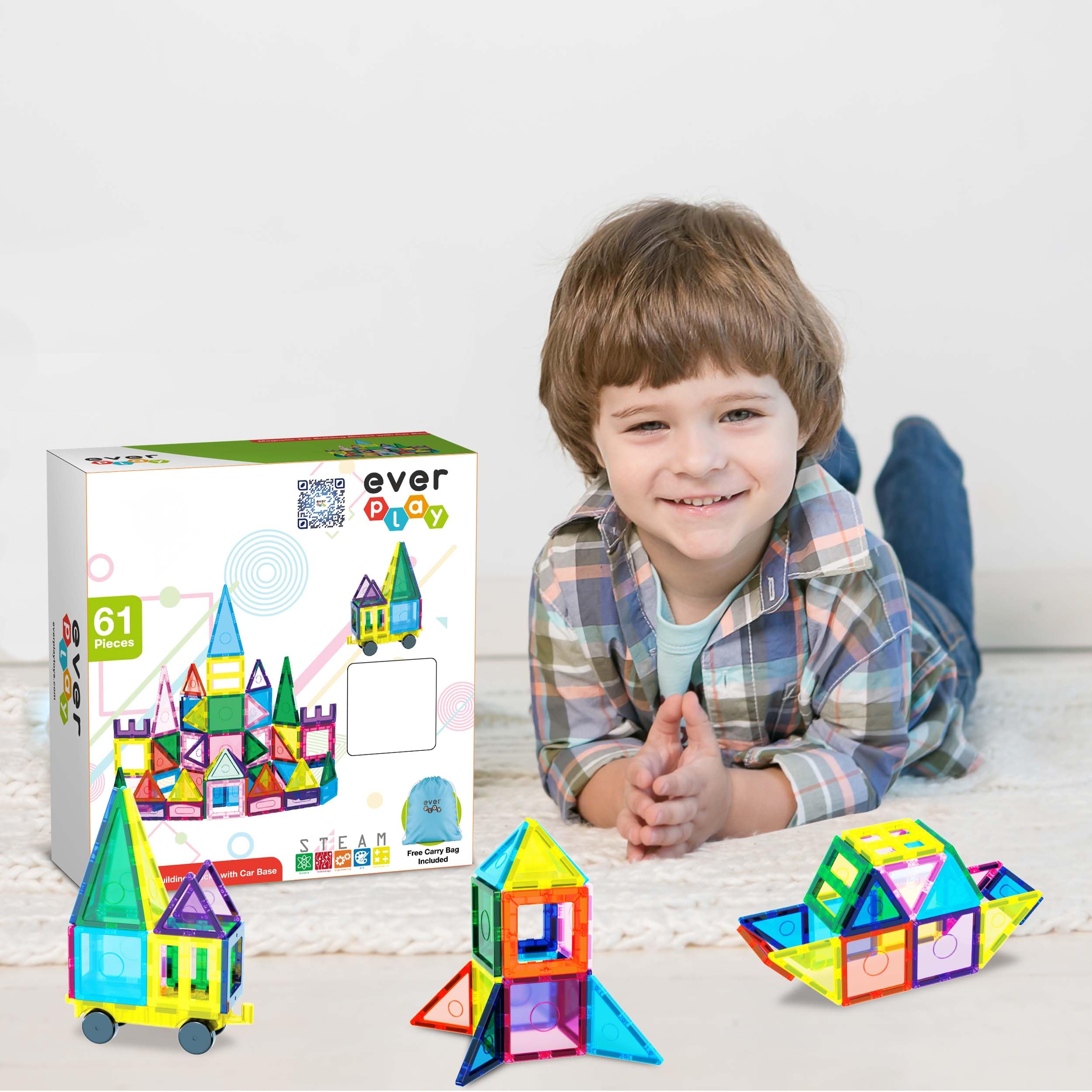 EverPlay EP61 sturdy magnetic tiles for repeated building sessions.