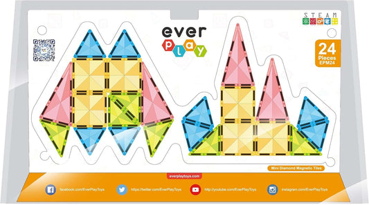 Everplay magnetic tile travel-size 24pcs for on-the-go learning.