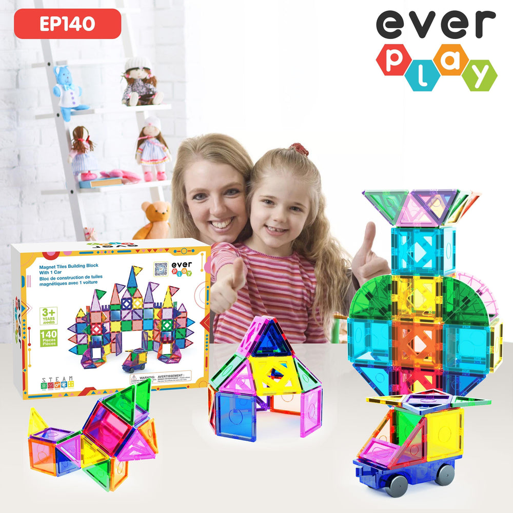 Everplay magnetic tiles building pieces showcase versatile play and easy-to-build structures