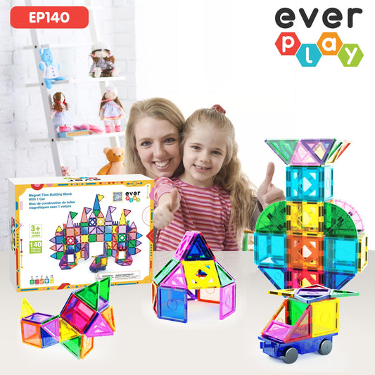 Everplay magnetic tiles building pieces showcase versatile play and easy-to-build structures