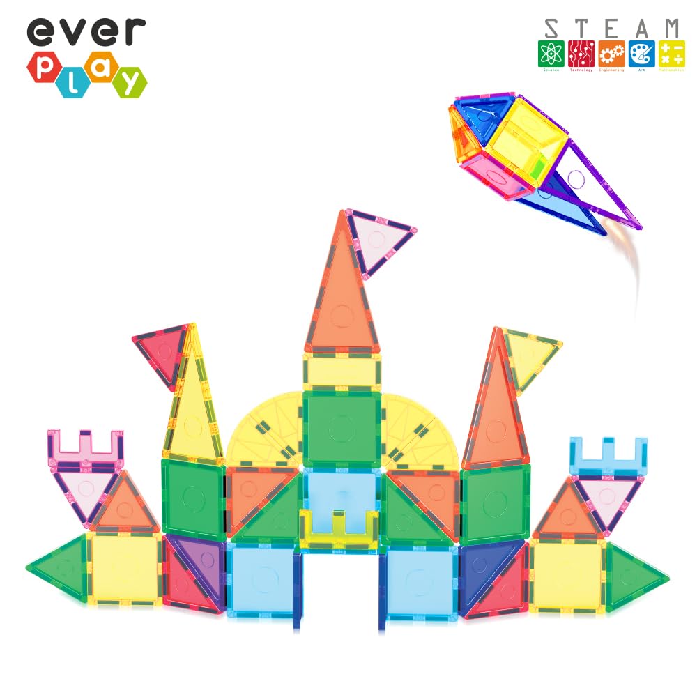 Everplay magnetic tiles castle: fosters creative building of sturdy towers.