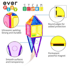 Everplay magnetic tiles creative play kit: versatile for home and preschool learning.
