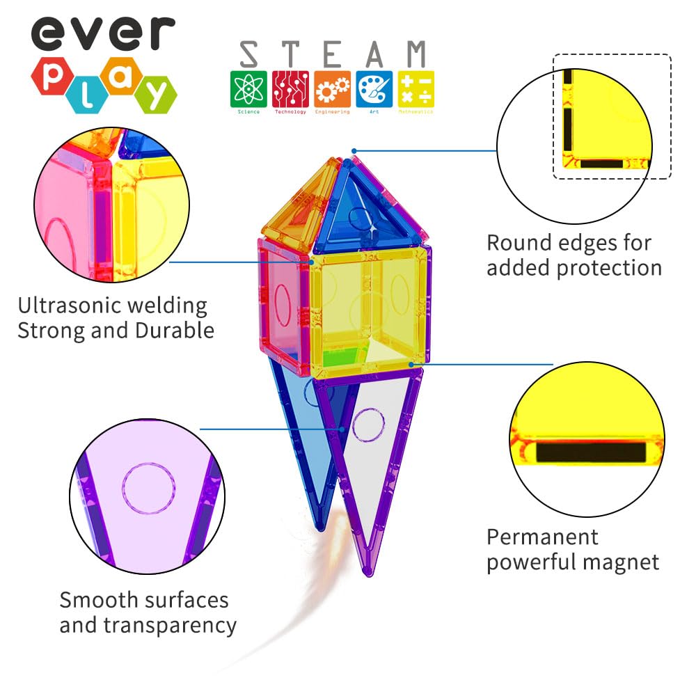 Everplay magnetic tiles storage and case keeps components organized.