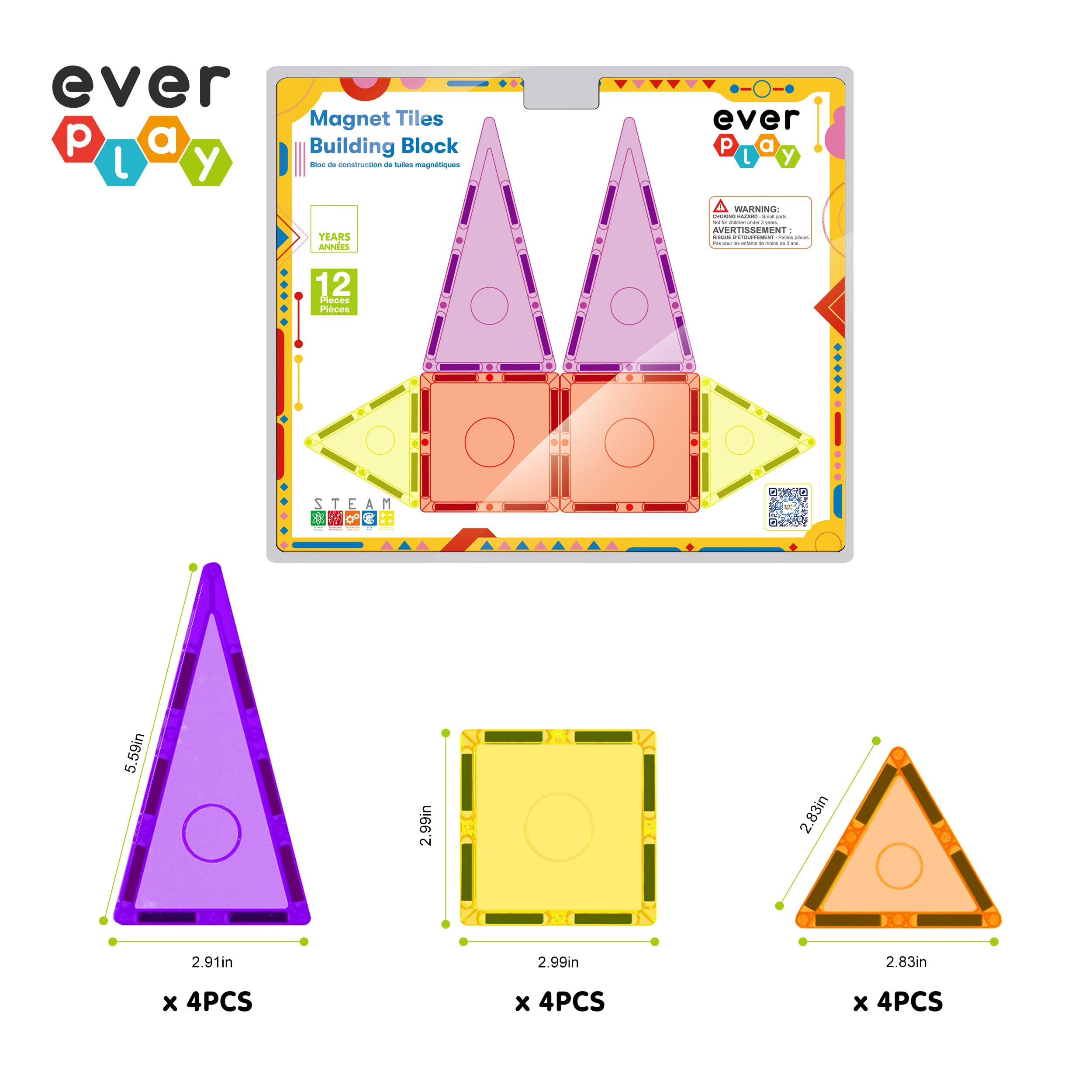 EverPlay triangle tiles varied sizes enabling creative geometry exploration