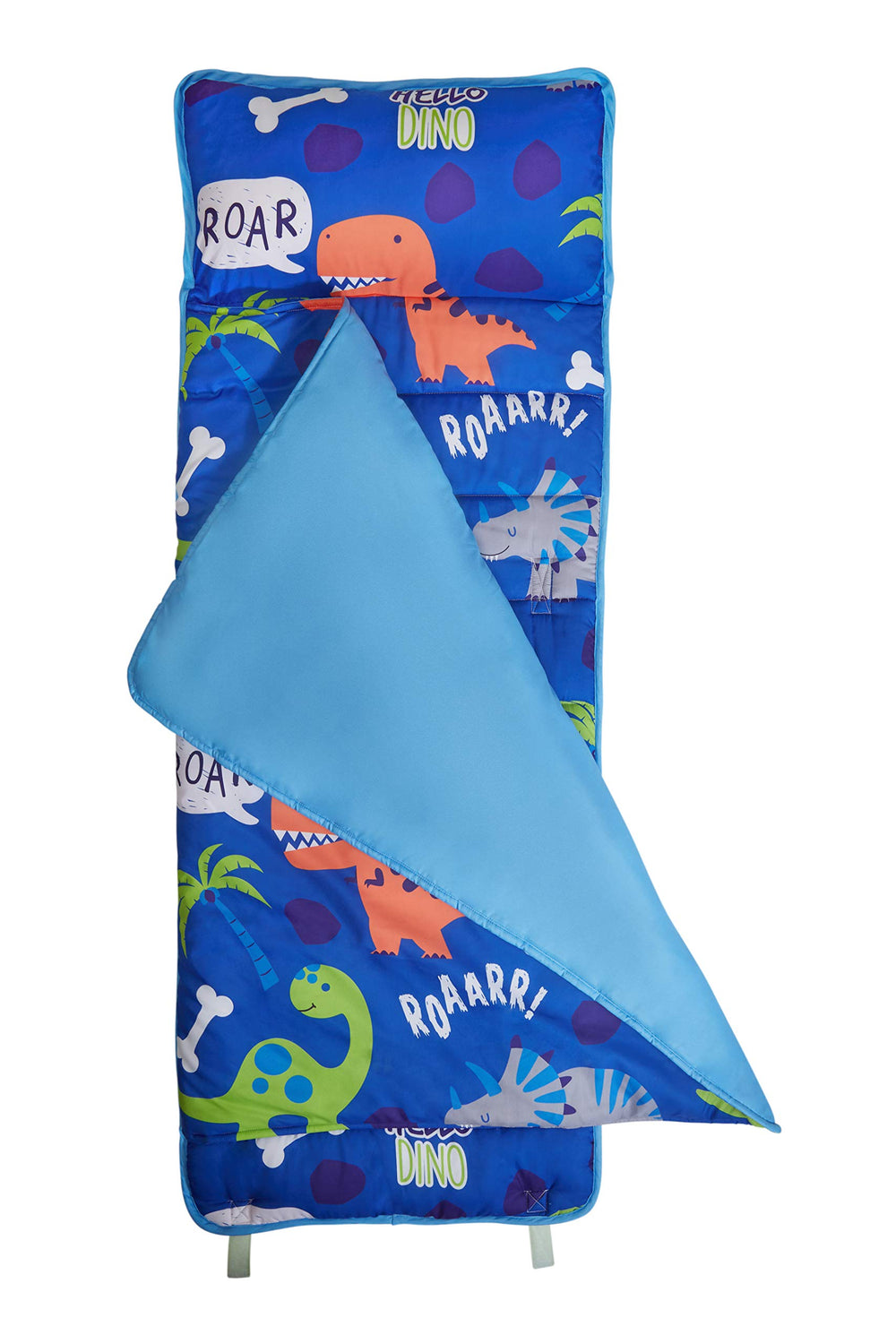 EVERYDAY KIDS nap mat carry handle and straps simplify carrying at daycare.