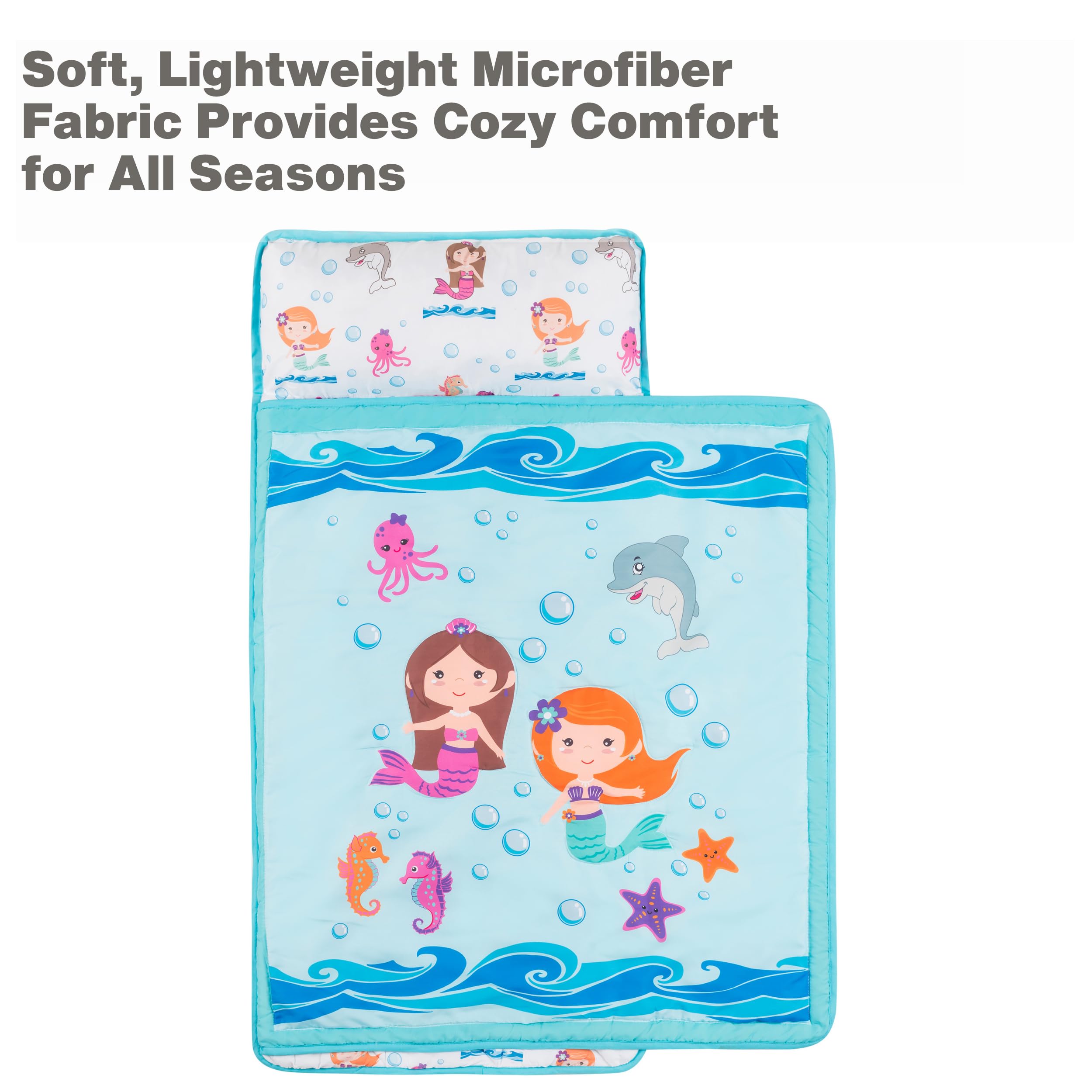 Everyday Kids Nap Mat with fastening straps keeps it secure during trips.