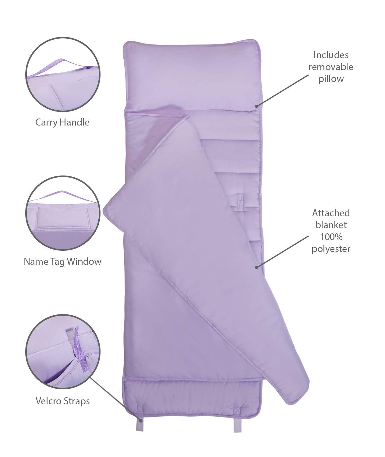 Everyday Kids lavender nap mat microfiber fabric is soft and durable