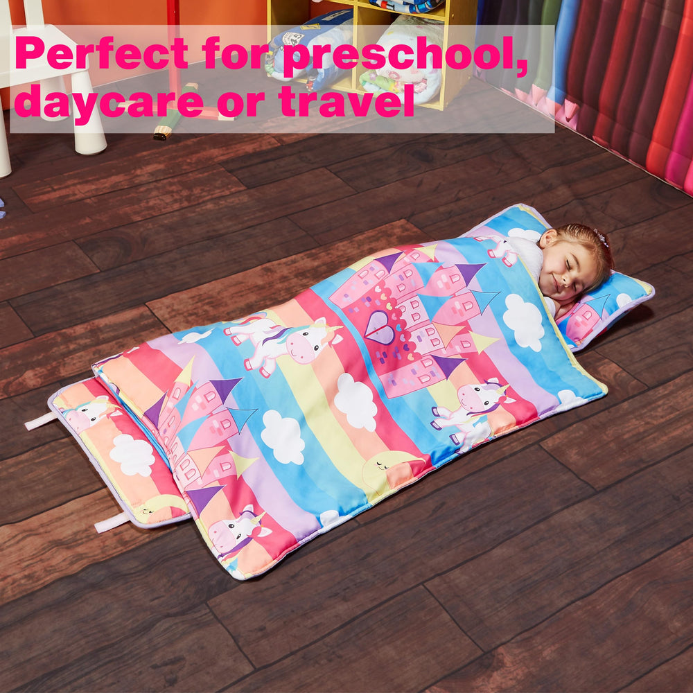 EVERYDAY KIDS nap mat rolled with straps and carry handle for travel
