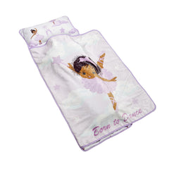 Everyday Kids rollup nap mat with strap closures for quick packing.