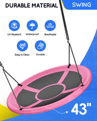 Everyfun pink saucer swing setup – adjustable straps for easy mounting