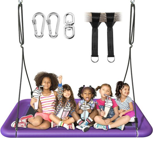 Everyfun tree swing 60-inch purple seat with Textilene fabric for durable outdoor use