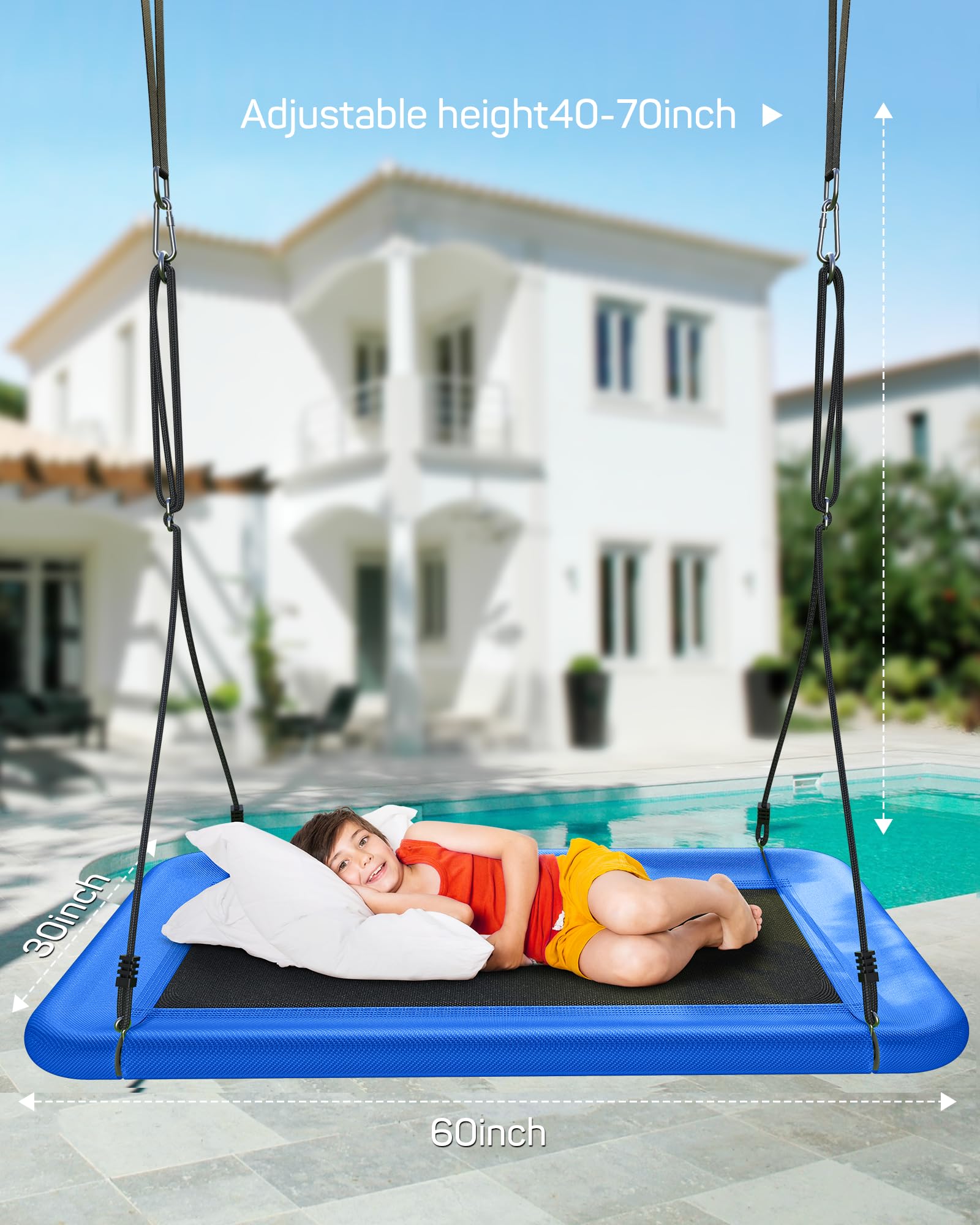 Everyfun Tree Swing adjustable ropes adapt to different tree sizes and frames.