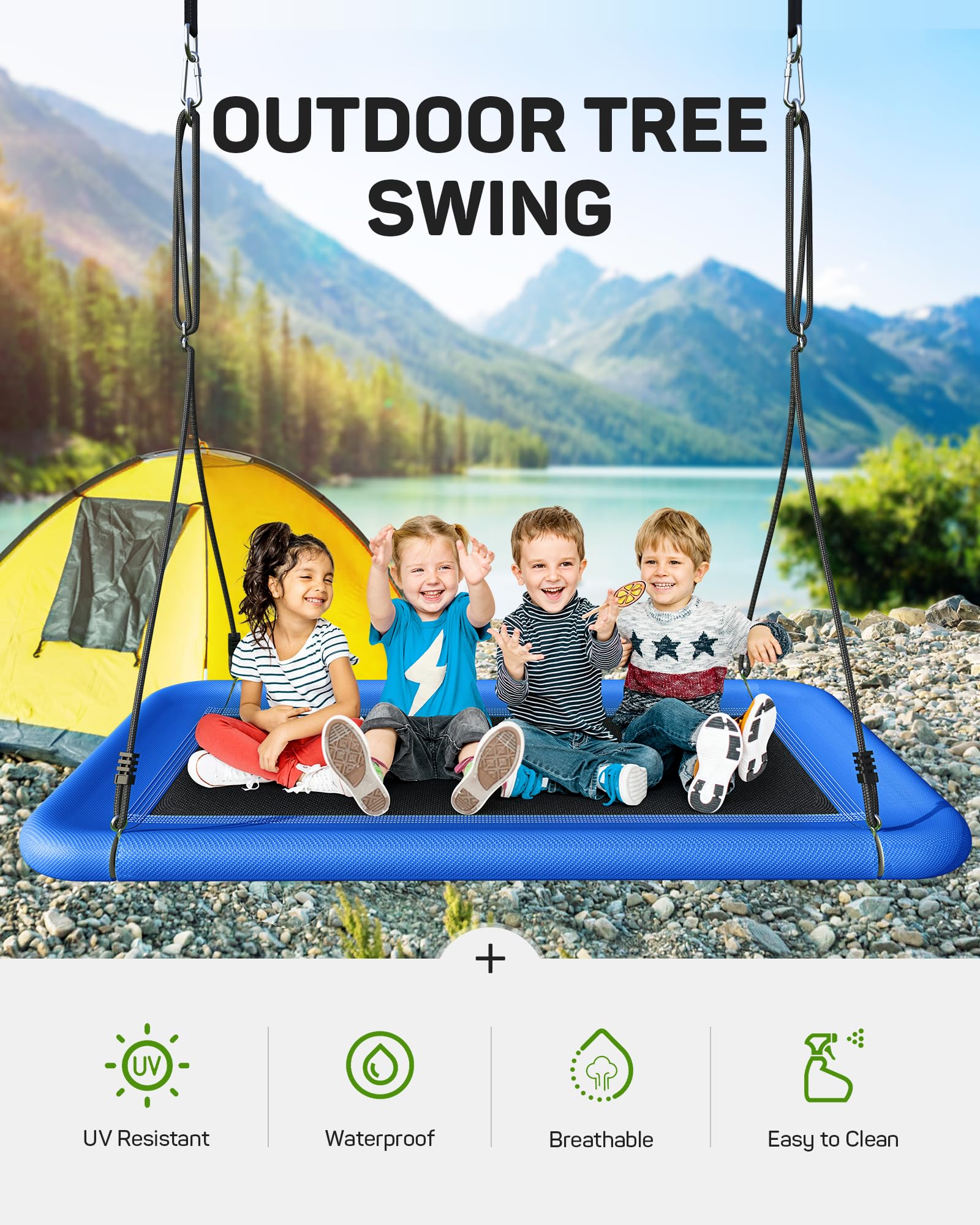 Everyfun Tree Swing durable hardware ensures lasting outdoor use.