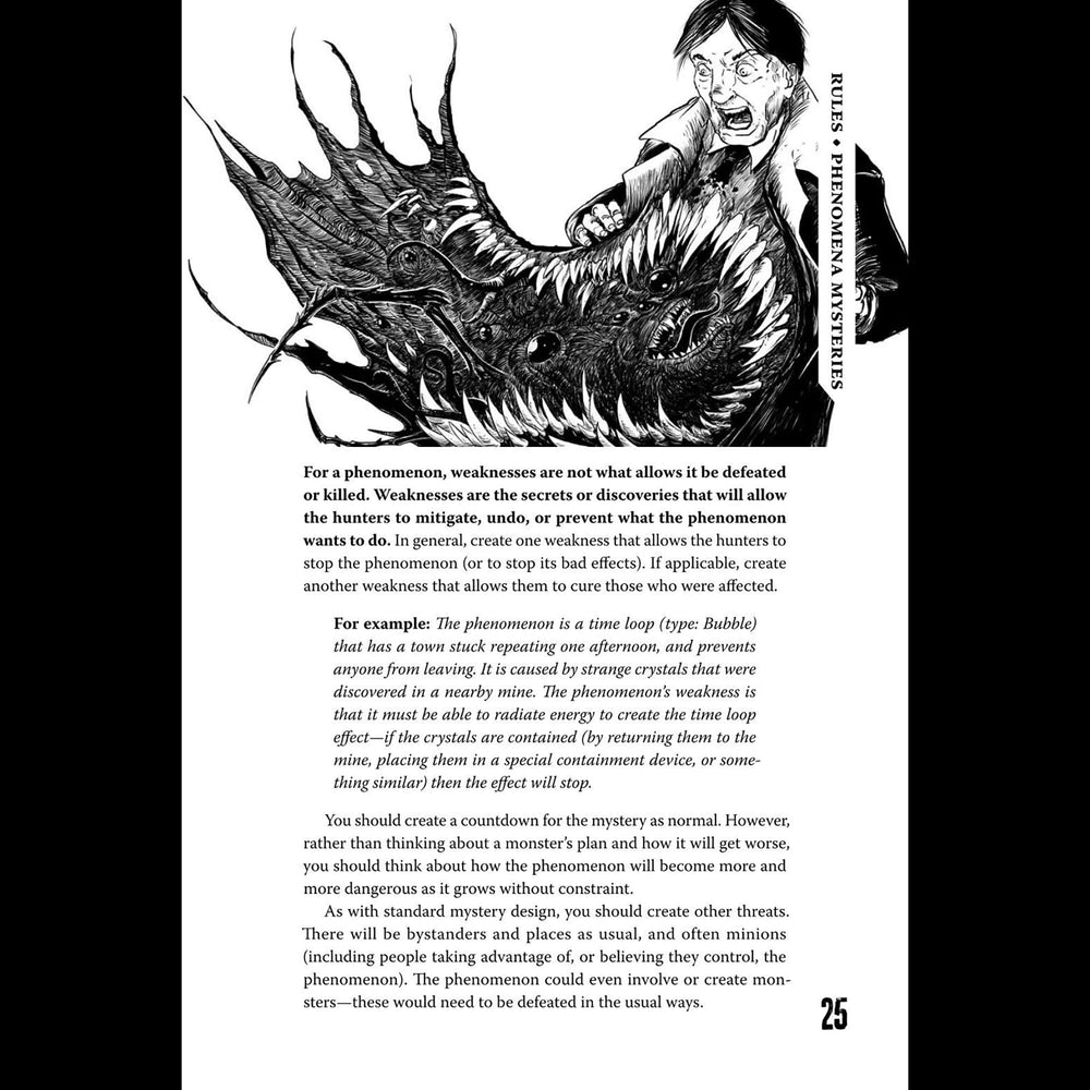 Hardcover pages of Tome of Mysteries showing crisp art and rules.