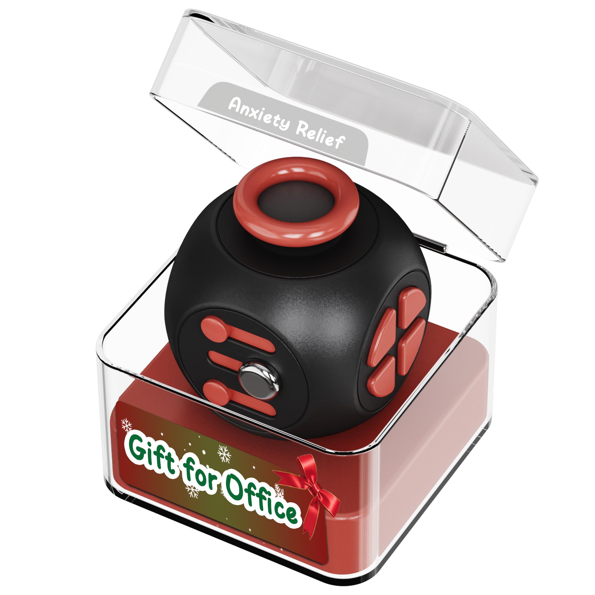 Evnojy Fidget Blocks Infinite Cube black red top view for portable stress relief