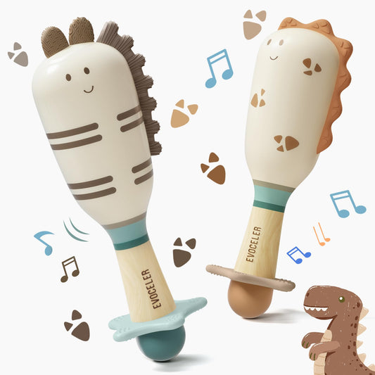 Evoceler Stegosaurus baby rattle for tactile exploration and gentle sounds