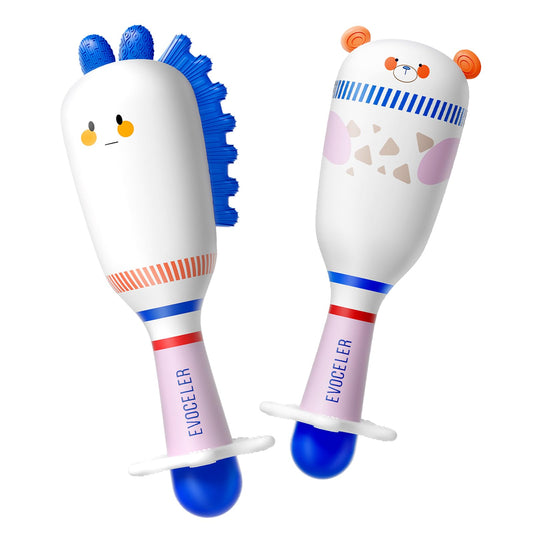 Evoceler bear-dinosaur rattle set engages babies with gentle sounds.
