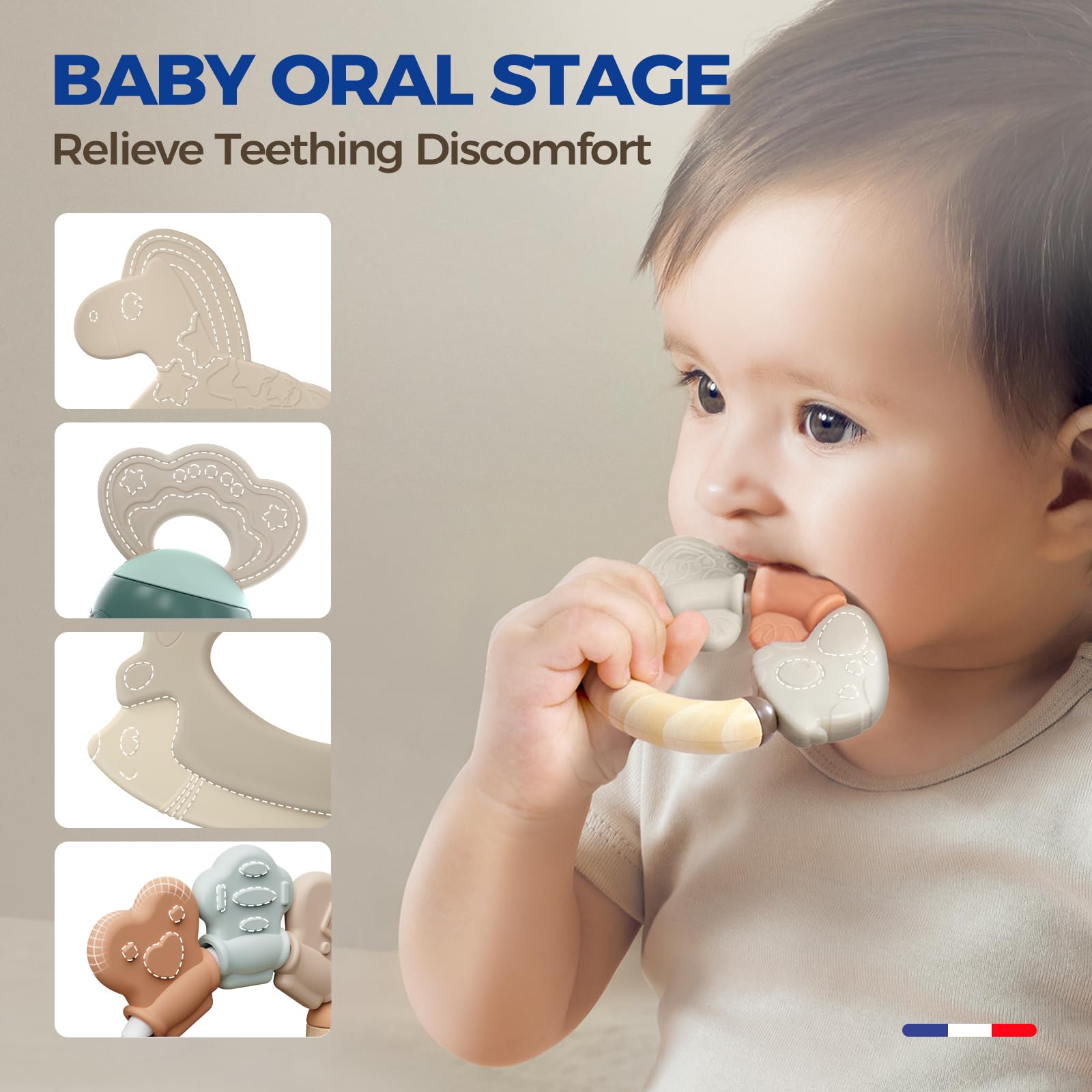 Evoceler bright-colors teether for on-the-go soothing