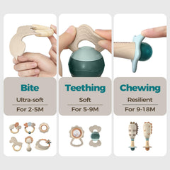 Evoceler textured toy with diverse gum-stimulation textures