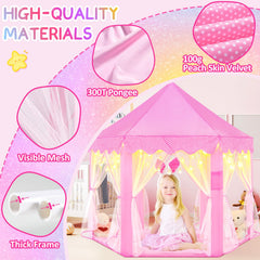 EVOIONOS Princess Tent in pink velvet fabric feels soft and comfy.