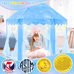 EVOIONOS Snowflake lights highlight the tent, creating magical ambiance for indoor adventures.