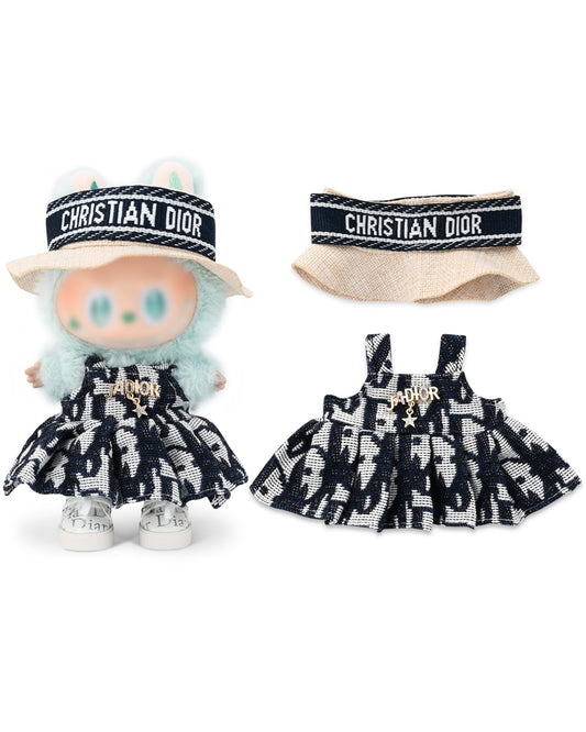 Evowatt Labubu hat and dress set: stylish 17 cm dolls for display and play.