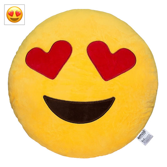 EvZ Emoji Heart Eyes cushion in yellow, a soft huggable accent for any space.