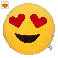 EvZ Emoji Heart Eyes cushion in yellow, a soft huggable accent for any space.