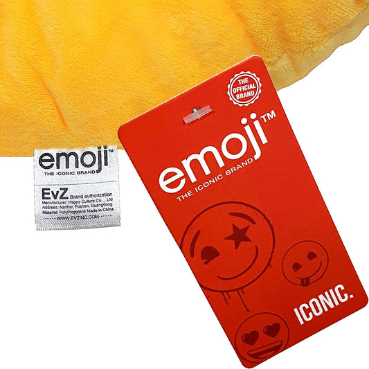 EvZ yellow emoticon plush close-up, showcasing soft fabric for cozy living room moments.