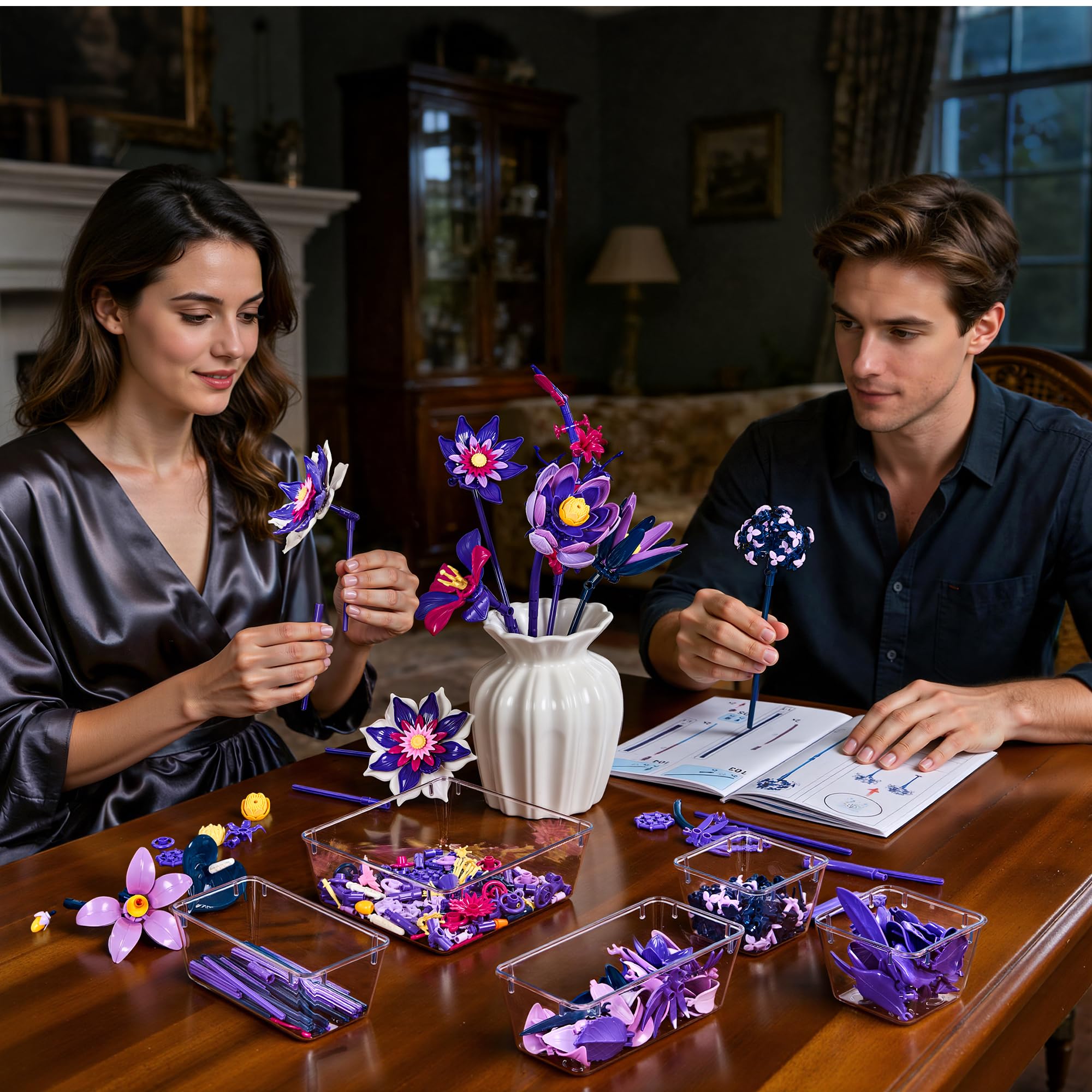 EWED Gothic Flowers Bouquet Building Set adjustable petals and stems for flexible displays