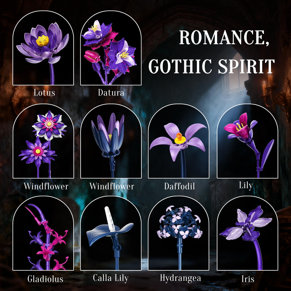 EWED Gothic Flowers Bouquet Building Set gift-pack ideal for holidays and celebrations