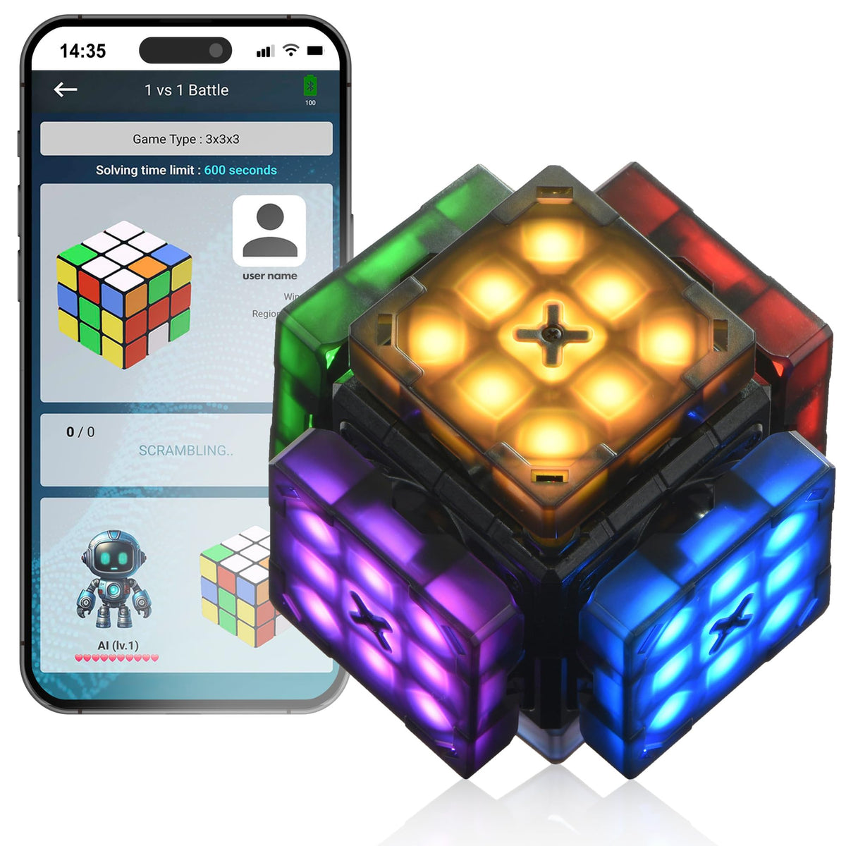 eX-Mars Connect AI Robot Cube front view demonstrates a solve-ready, accessible design