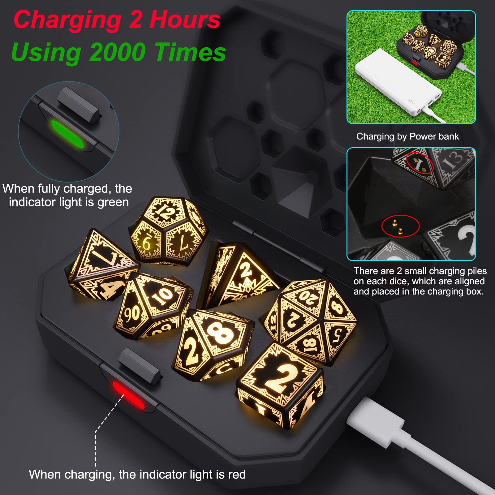 EXCECAR D8 light-up dice glow for dramatic party games