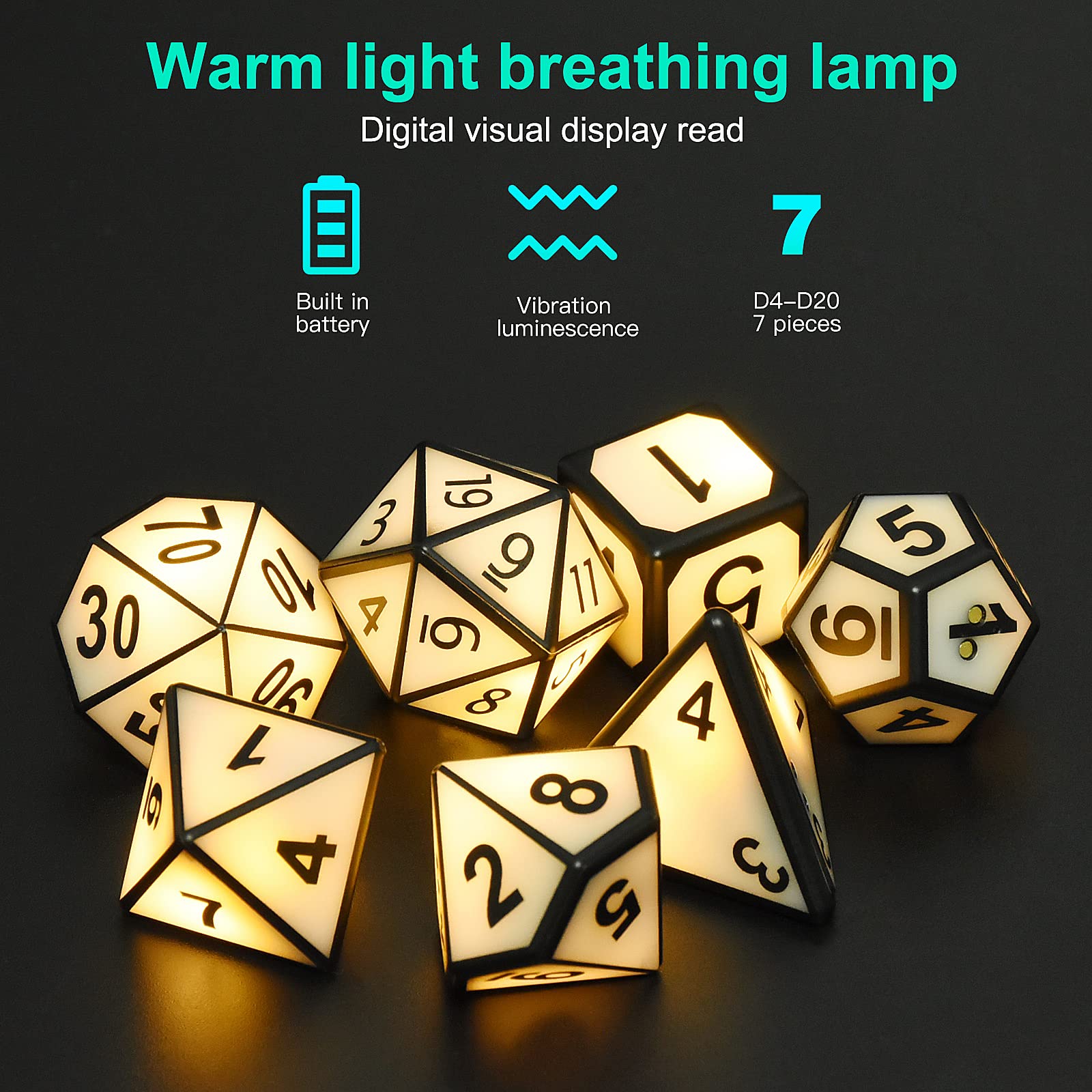 EXCECAR rechargeable DND D12 glow aids reading in low light