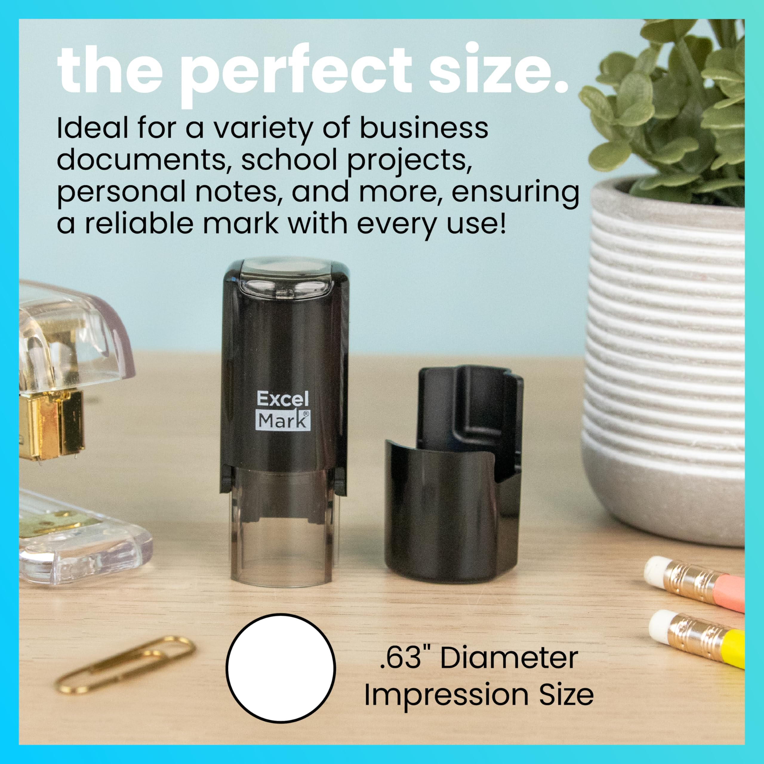 ExcelMark Happy Sun with double-sided ink pad extending impressions.