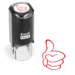 ExcelMark Round Teacher Stamp thumbs up outline in red ink for quick approvals