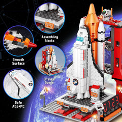 EXCOUP Space Exploration Shuttle launch tower offers interactive launch action.