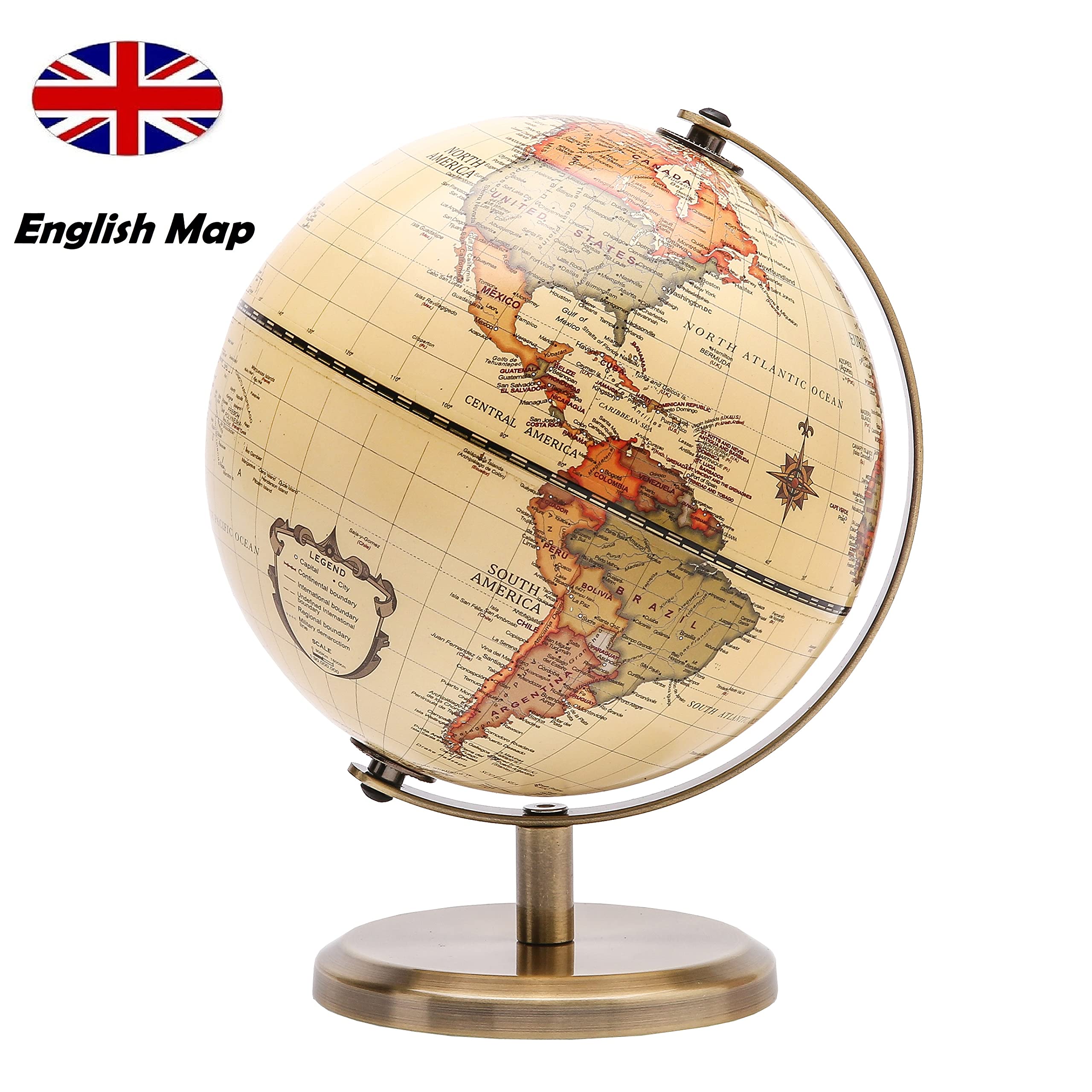 Exerz Antique Globe 5.5-inch map detail with readable boundaries and city labels