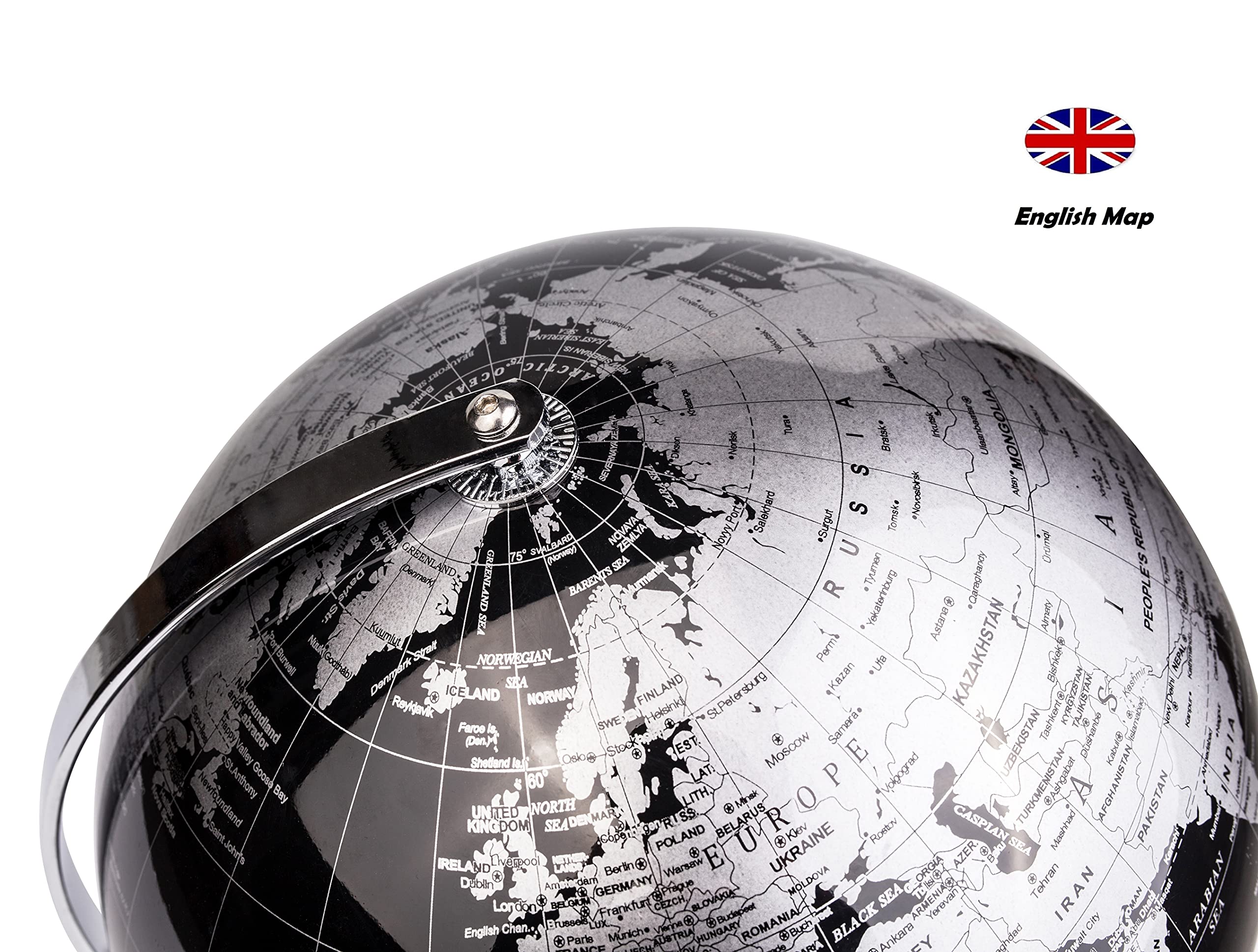 Exerz globe on stainless steel stand provides stable display