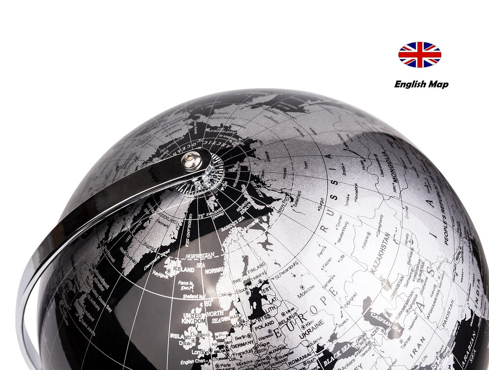 Exerz globe on stainless steel stand provides stable display