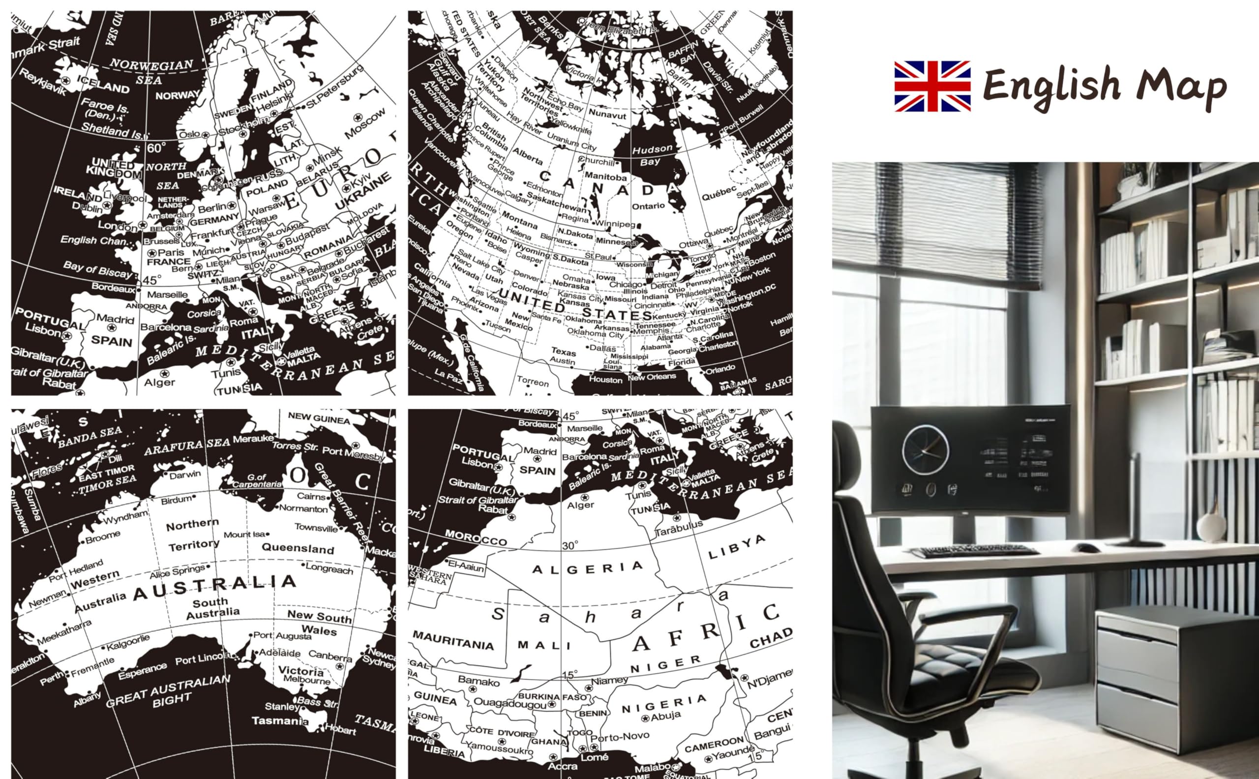Exerz political boundaries globe highlights country names for quick reference