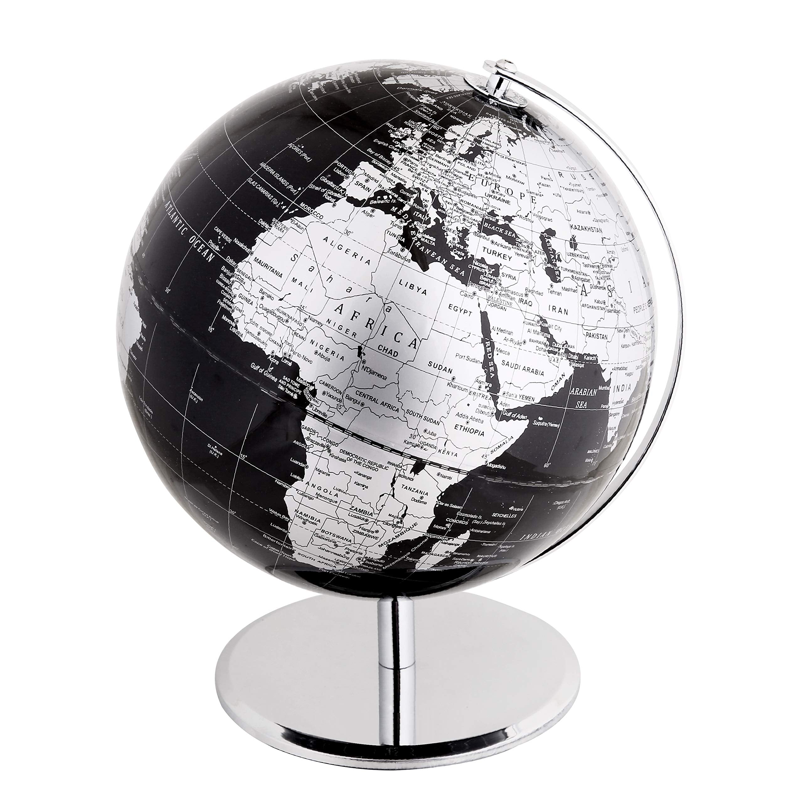 Exerz world globe highlights capitals and major cities for geography exploration