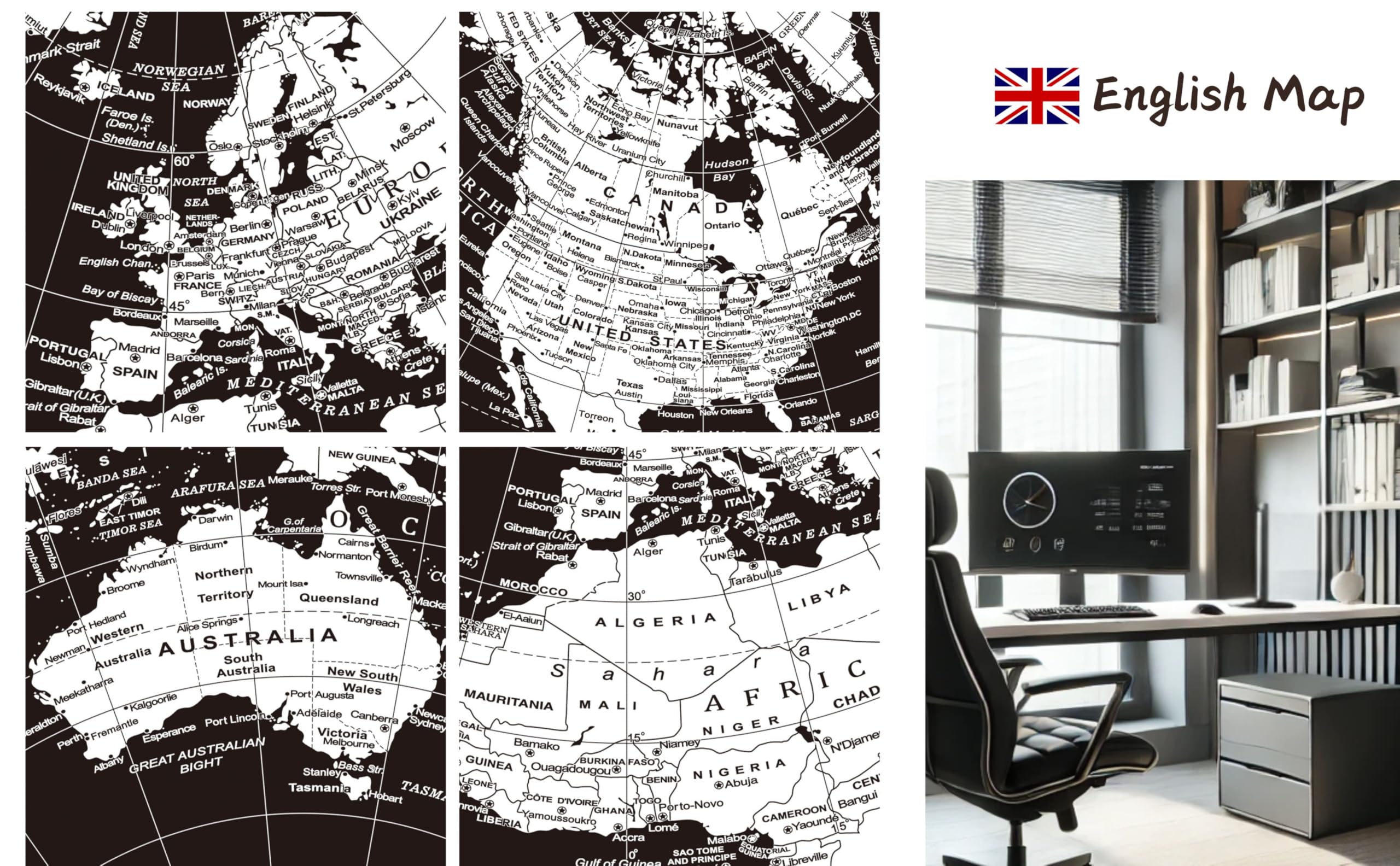 Exerz world globe shows political boundaries for quick reference