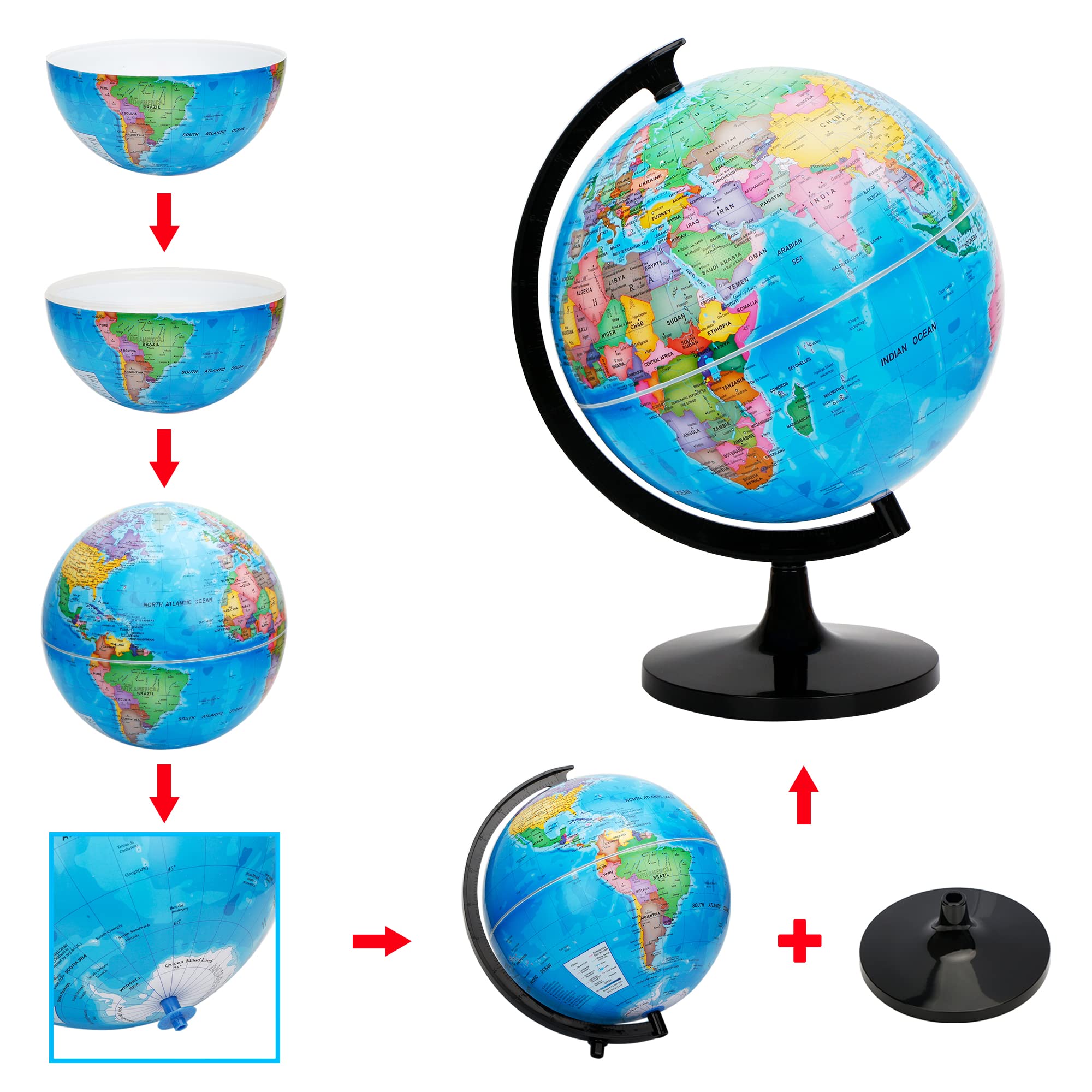 Exerz globe rotating on a sturdy stand for easy viewing.