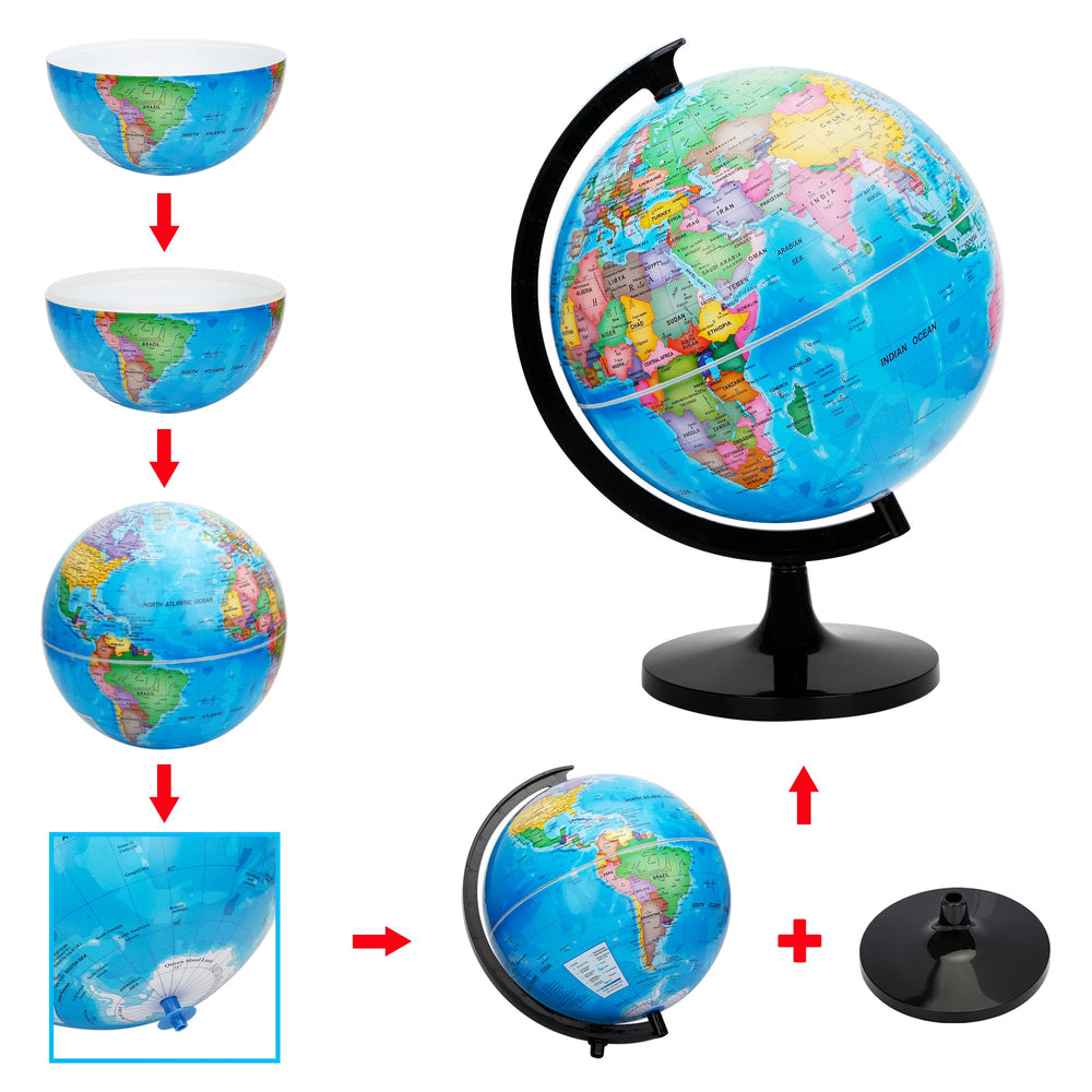 Exerz globe rotating on a sturdy stand for easy viewing.