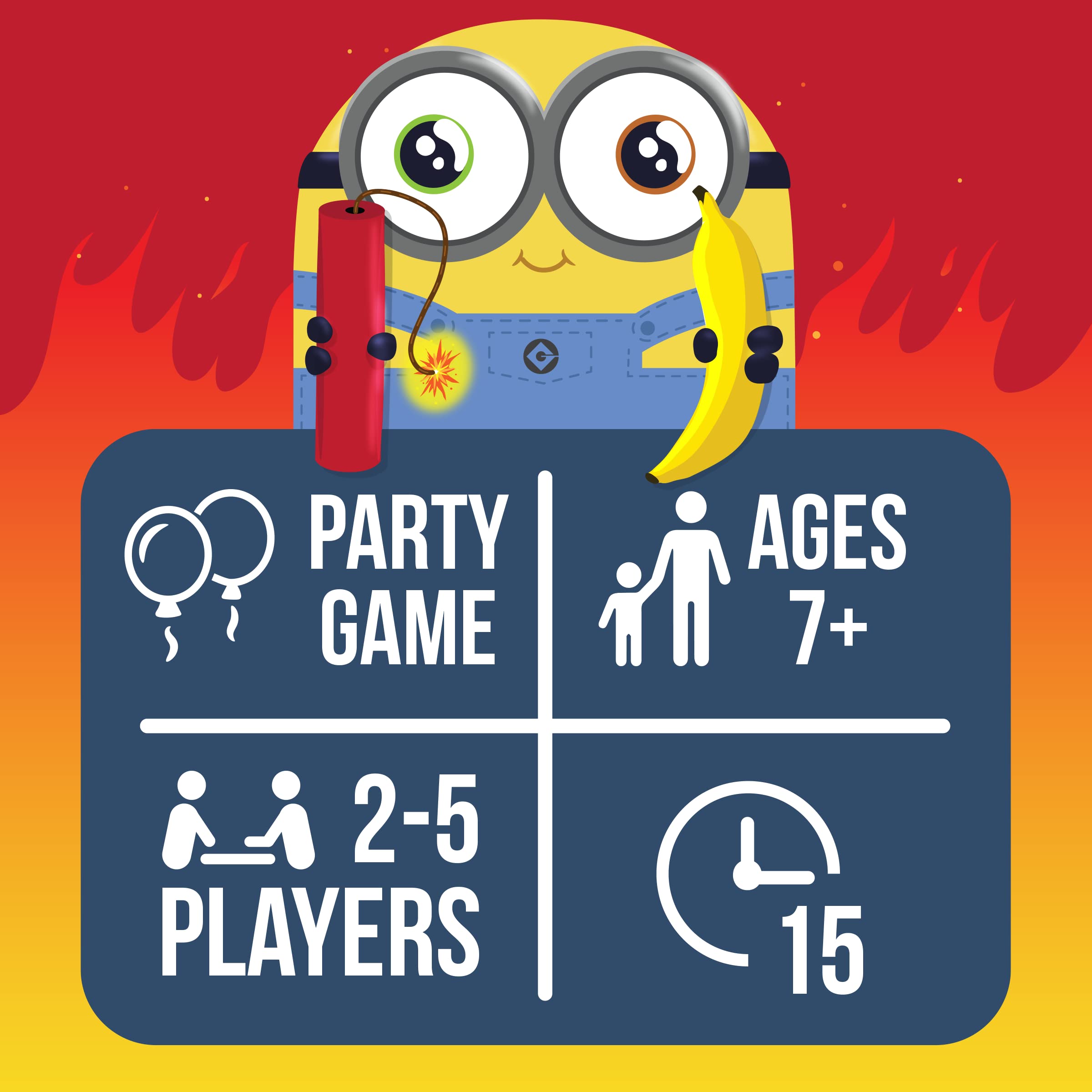 Exploding Minions cards stack features vibrant Minions illustrations for fast-paced rounds.