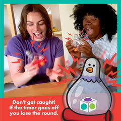 Exploding Pigeon fun as kids draw and mime with teammates.