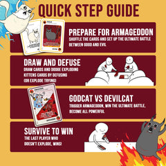 Armageddon card triggers dramatic showdowns in Exploding Kittens Good vs Evil.