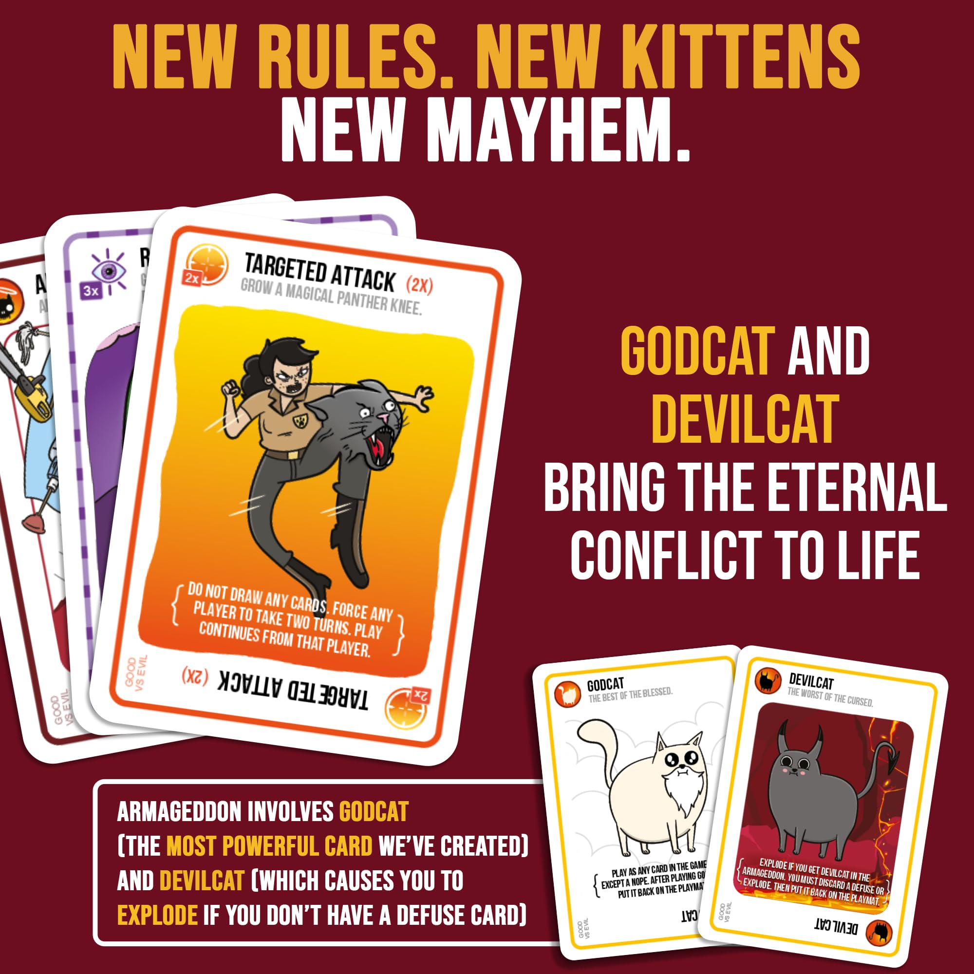 Devilcat card introduces mischievous twists in Exploding Kittens Good vs Evil sessions.