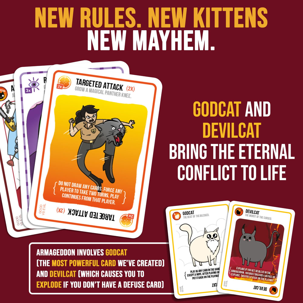Devilcat card introduces mischievous twists in Exploding Kittens Good vs Evil sessions.